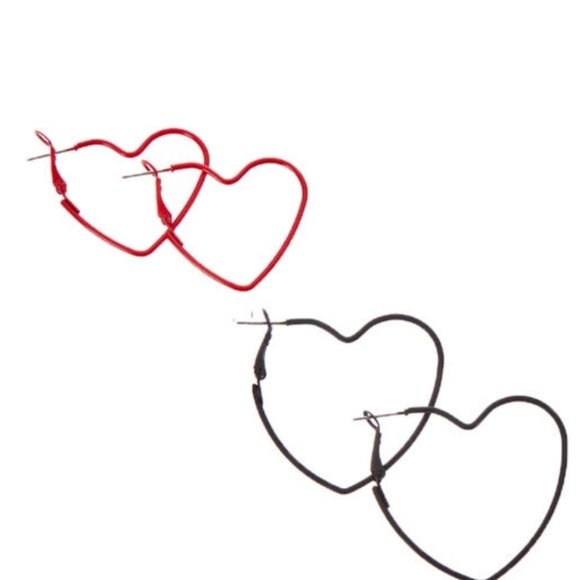 SILVER GRADUATED HEART HOOP EARRINGS - 3 PACK - Picture 2 of 2